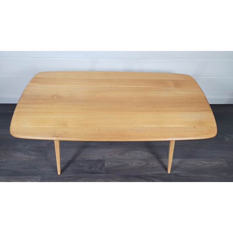 Mid century elmwood dining table by Ercol Plank, 1960s
