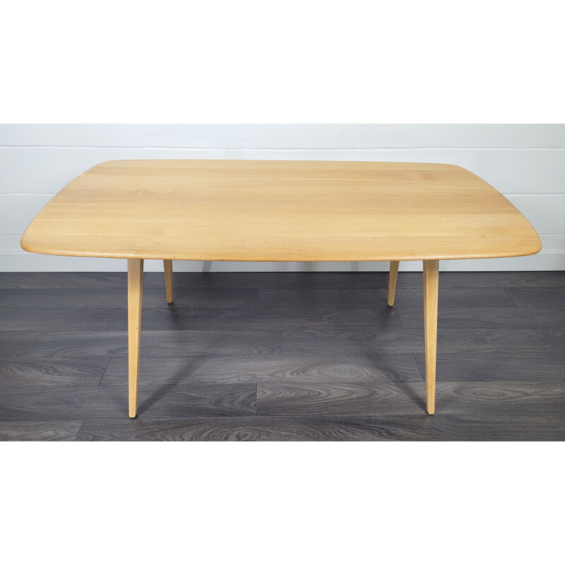 Mid century elmwood dining table by Ercol Plank, 1960s