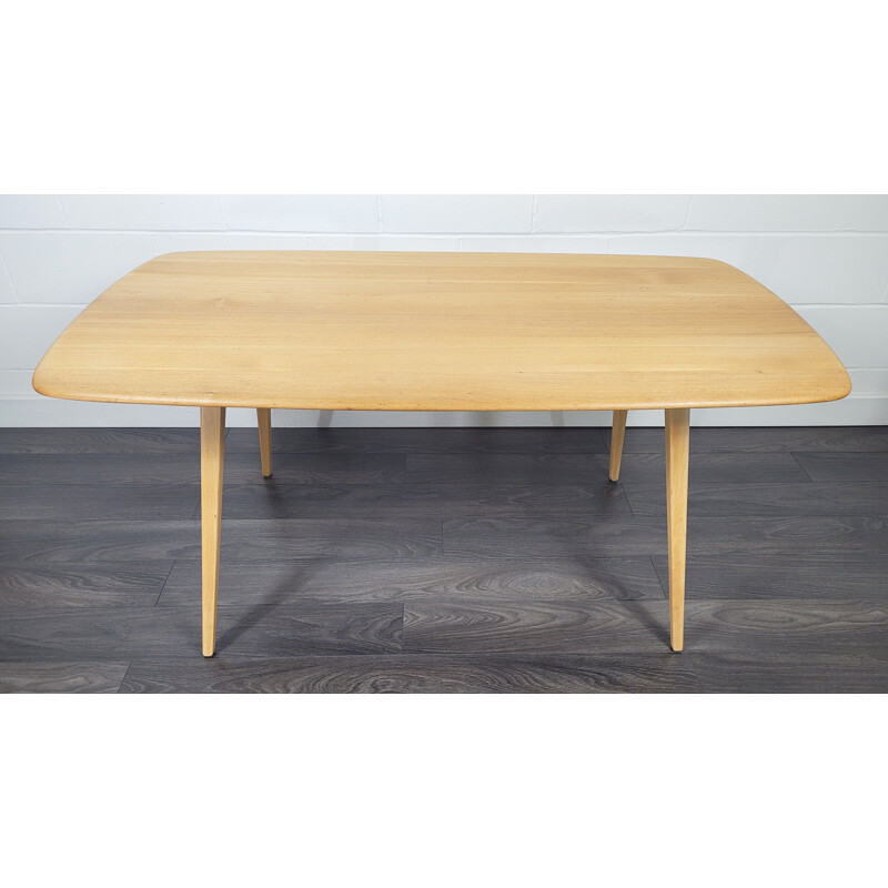 Table vintage en bois d'orme par Ercol Plank, 1960