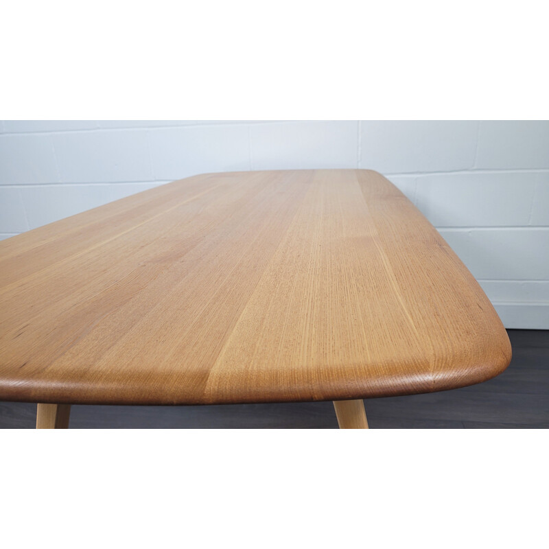 Mid century elmwood dining table by Ercol Plank, 1960s