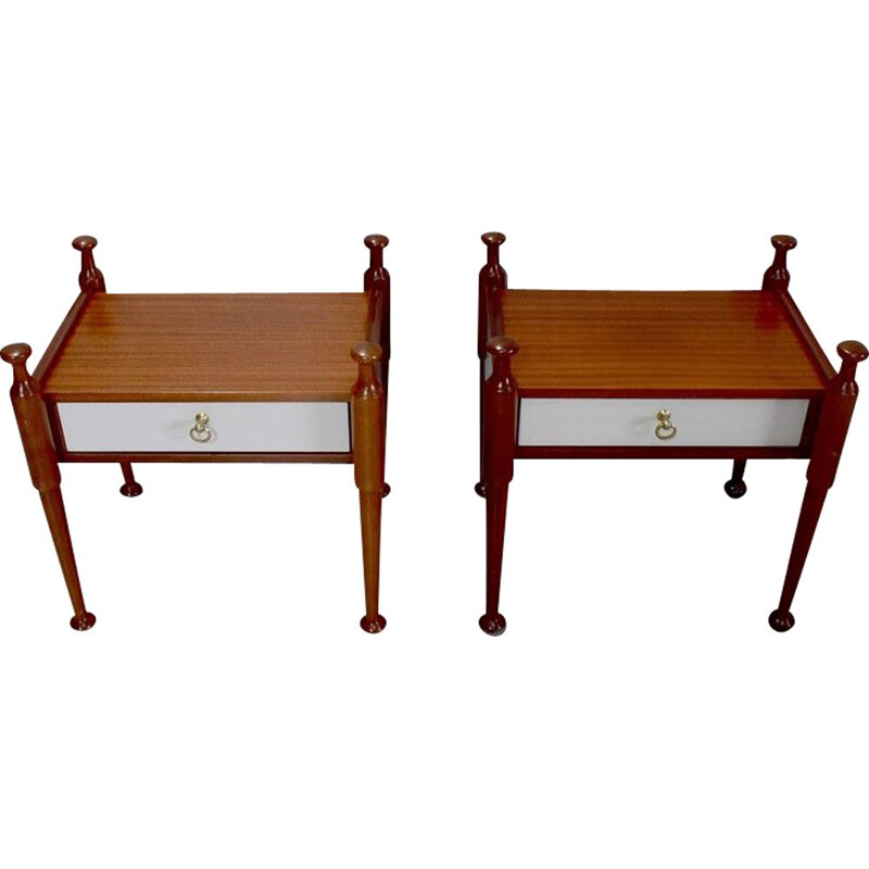 Pair of vintage mahogany night stands by Gautier, 1970s