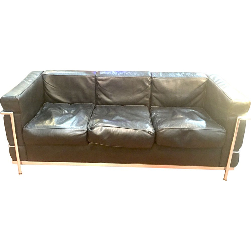 LC2 vintage leather sofa, 1980s