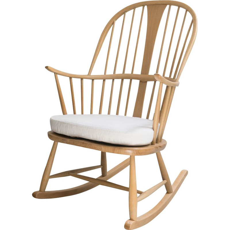 Elmwood and beechwood vintage rocking chair model 7912 by L. Ercolani for Ercol, UK 1960s