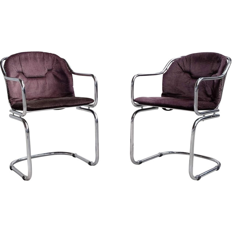 Pair of vintage chairs in chrome by Gastone Rinaldi for Rima, 1960s