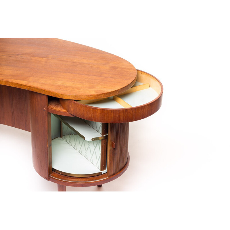 Feldballes Møbelfabrik “Kidney” desk in teak with matching chair, Kai KRISTIANSEN - 1950s