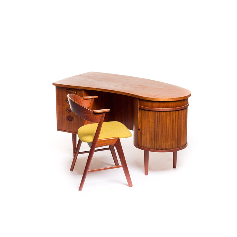 Feldballes Møbelfabrik “Kidney” desk in teak with matching chair, Kai KRISTIANSEN - 1950s