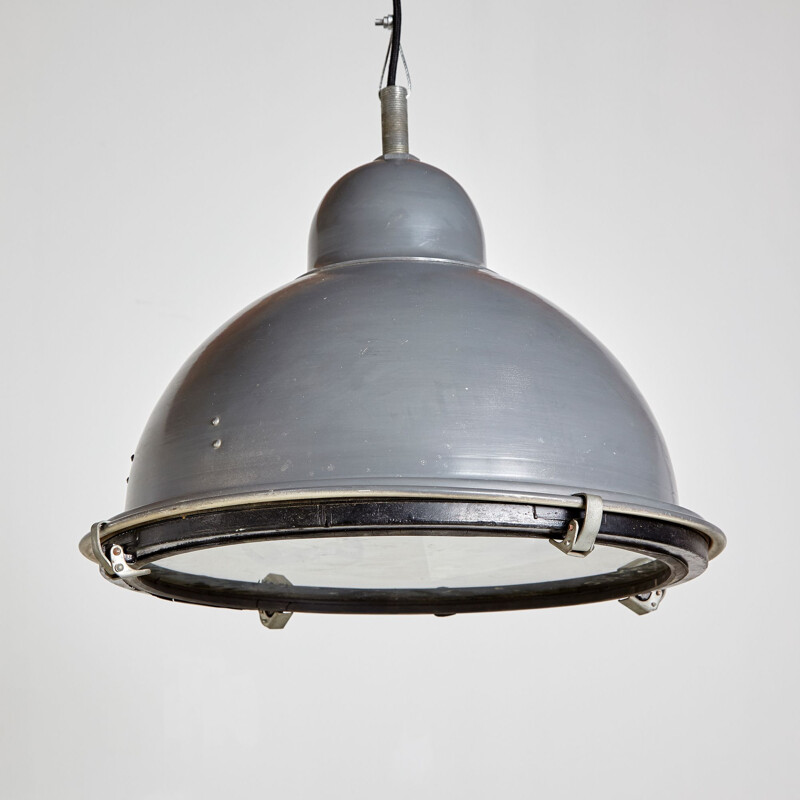 Grey hemispherical industrial pendant