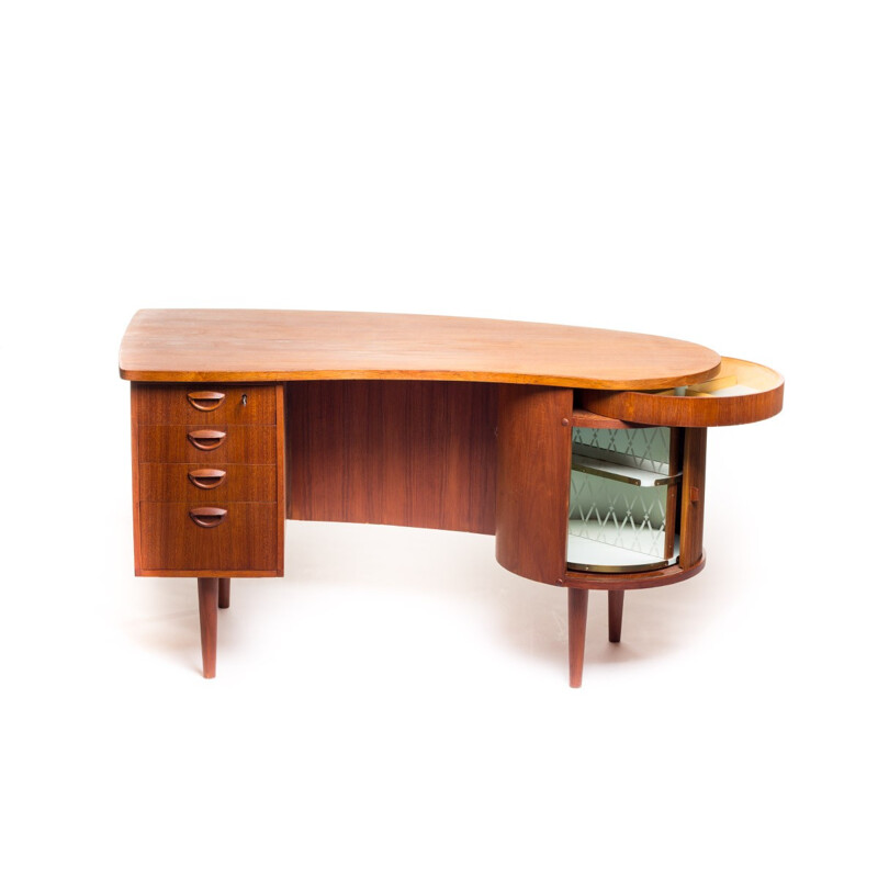 Feldballes Møbelfabrik “Kidney” desk in teak with matching chair, Kai KRISTIANSEN - 1950s