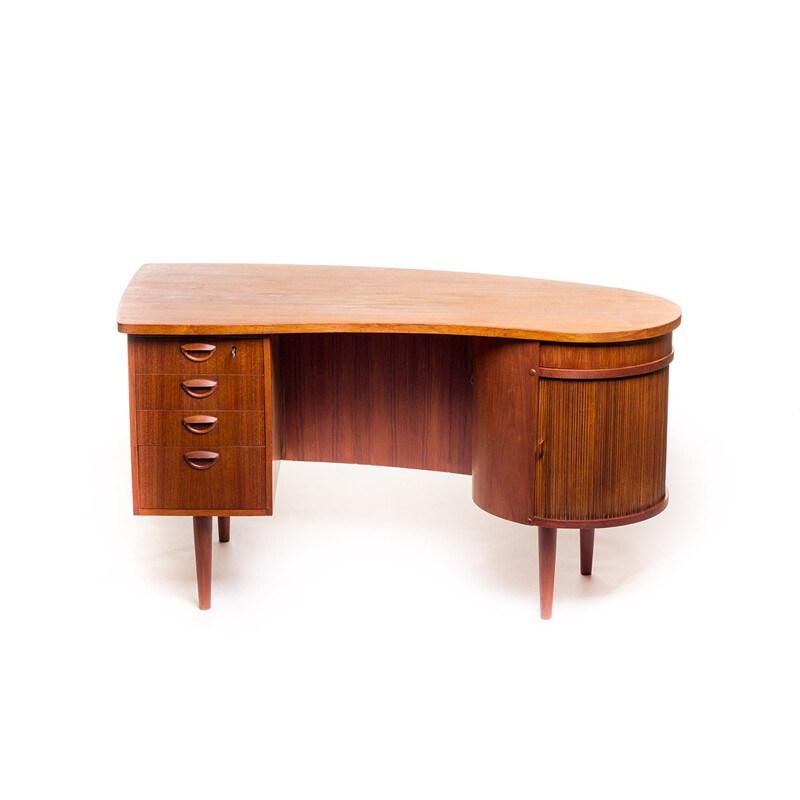 Feldballes Møbelfabrik “Kidney” desk in teak with matching chair, Kai KRISTIANSEN - 1950s