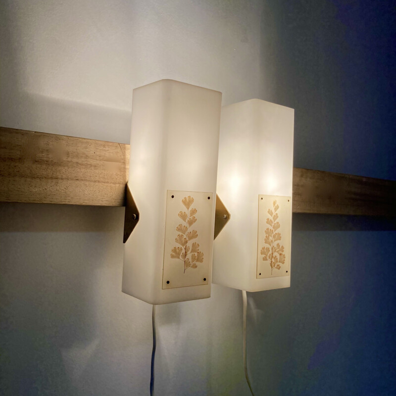 Pair of vintage Scandinavian design wall lamps, 1950s