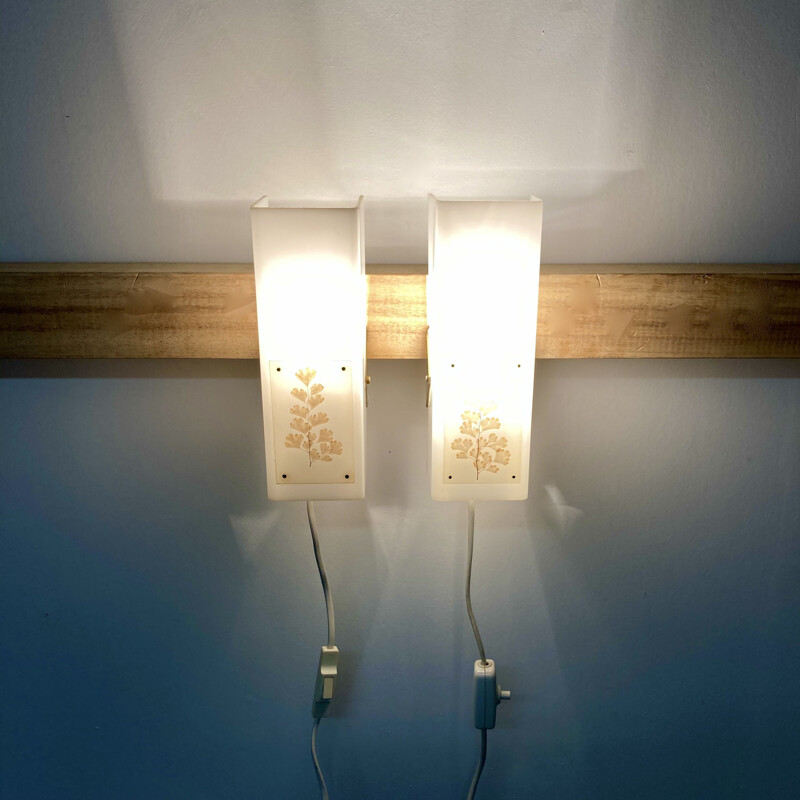 Pair of vintage Scandinavian design wall lamps, 1950s