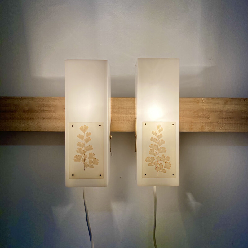 Pair of vintage Scandinavian design wall lamps, 1950s