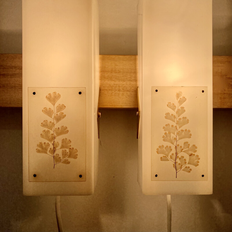 Pair of vintage Scandinavian design wall lamps, 1950s