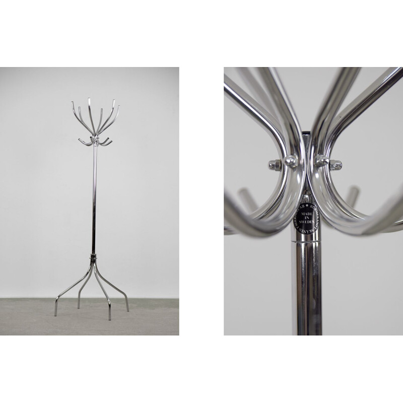 Vintage chromed steel coat rack by Rörmekano and Skånes Fagerhult AB, Sweden 1980