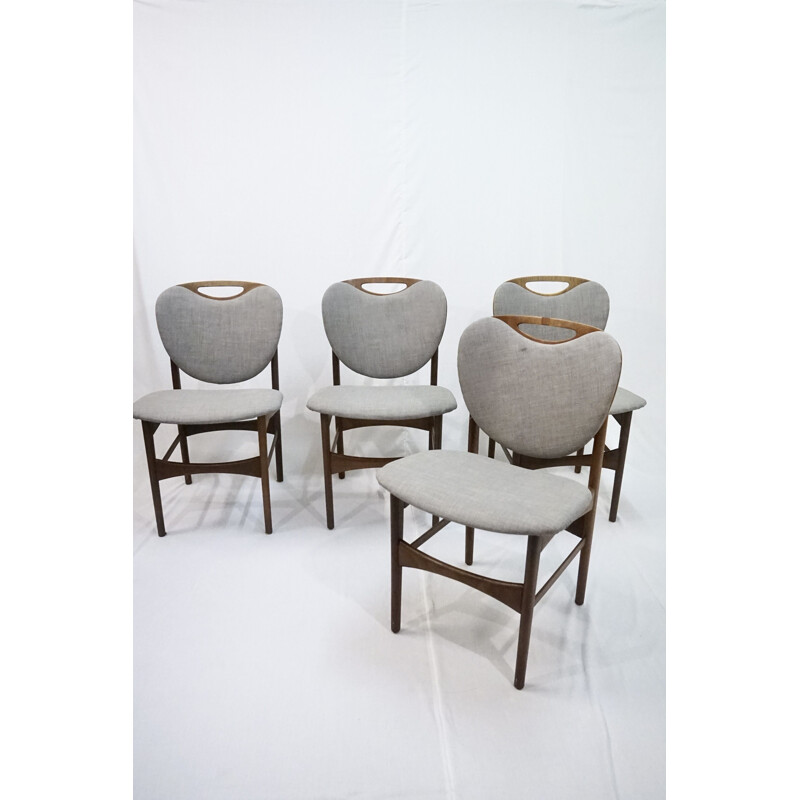 Set of 4 vintage teak dining chairs, 1960s