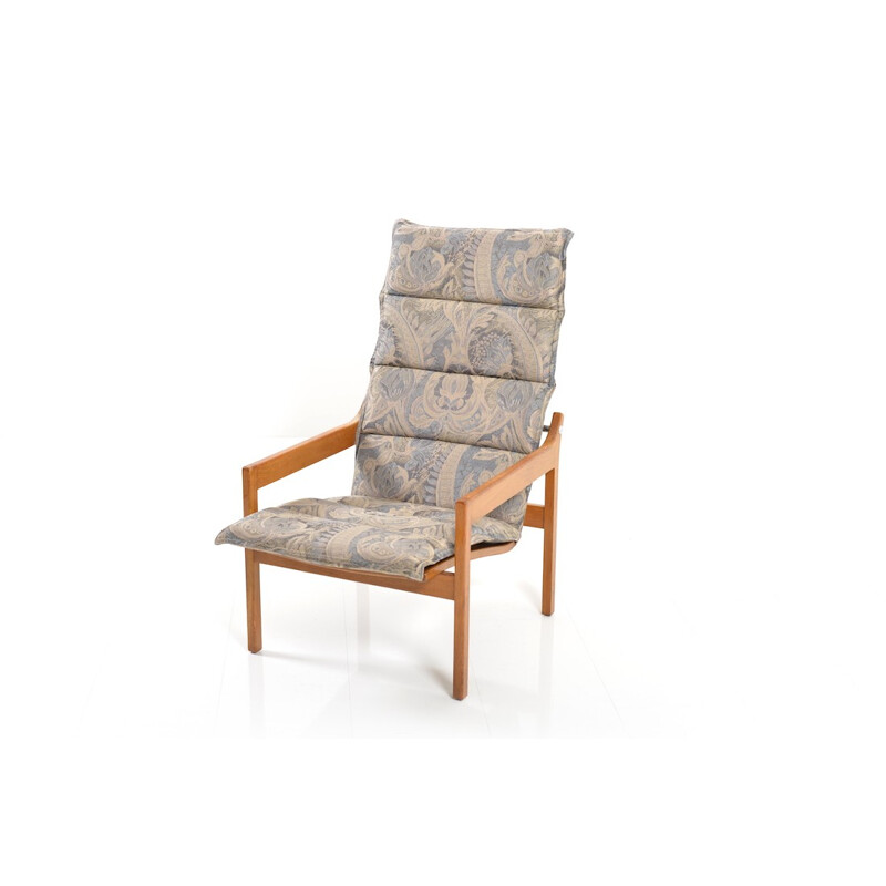 Danish mid-century lounge chair in oakwood and fabric - 1960s
