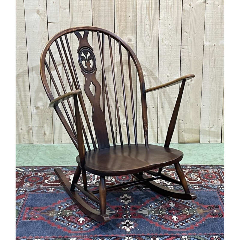 Vintage beechwood rocking chair for Ercol, 1970s