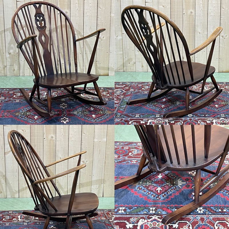 Vintage beechwood rocking chair for Ercol, 1970s