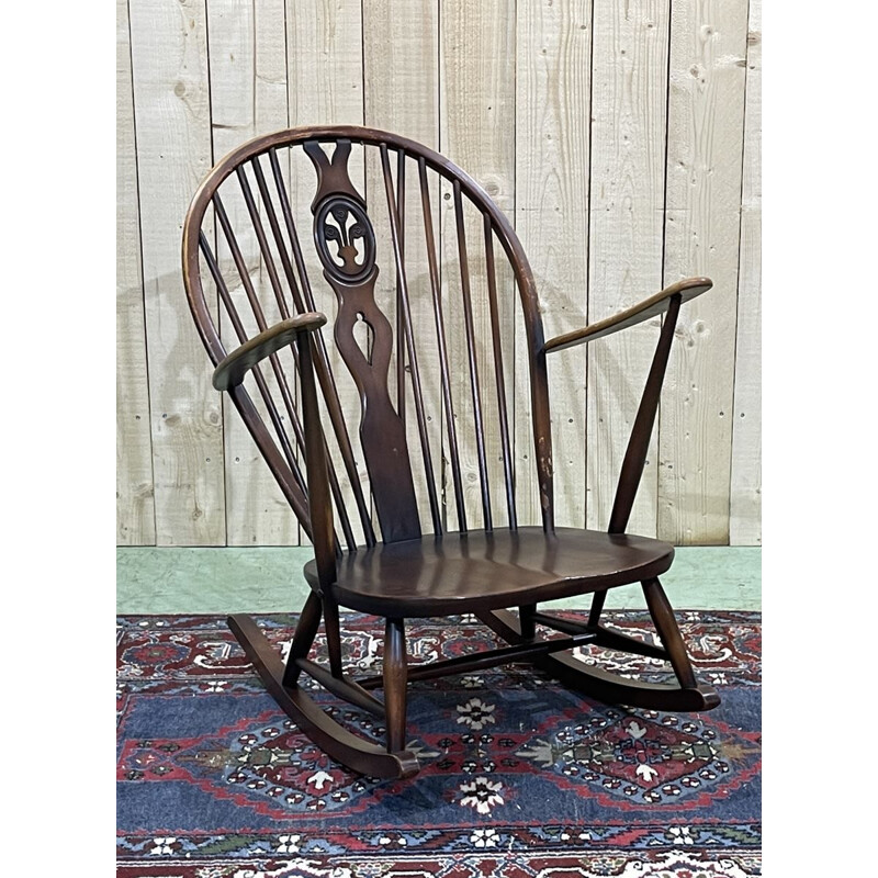 Vintage beechwood rocking chair for Ercol, 1970s