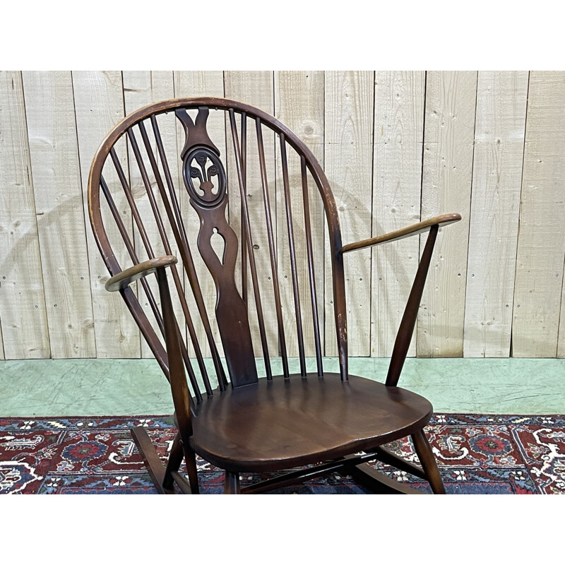 Vintage beechwood rocking chair for Ercol, 1970s