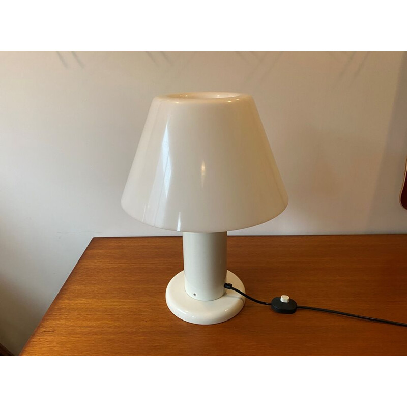 Vintage white lacquered metal lamp by Guzzini, 1970