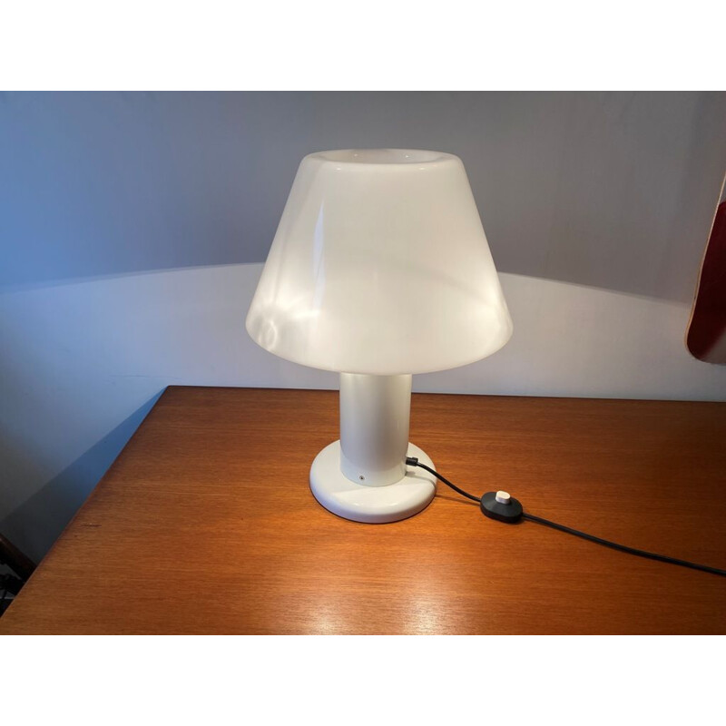 Vintage white lacquered metal lamp by Guzzini, 1970