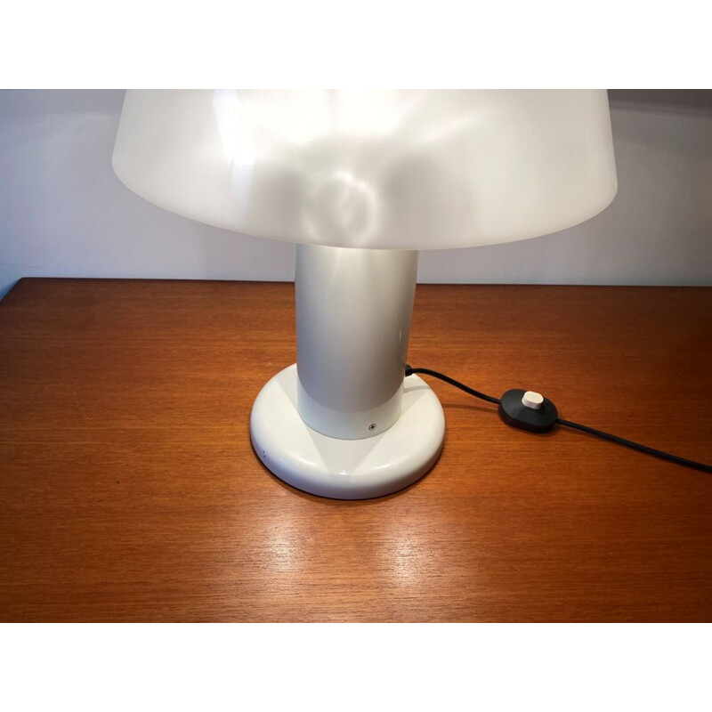 Vintage white lacquered metal lamp by Guzzini, 1970