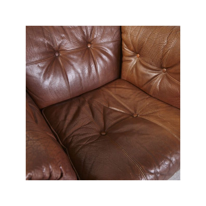 Vintage Ilona brown leather armchair by Arne Norell for Norell