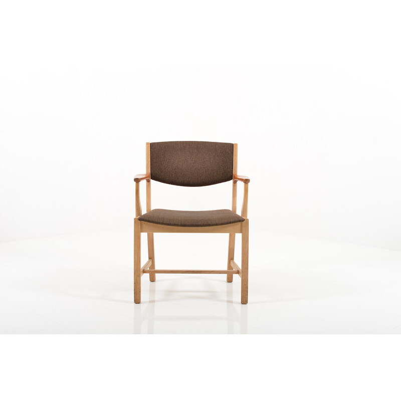 Danish desk chair in oakwood and dark brown fabric - 1960s