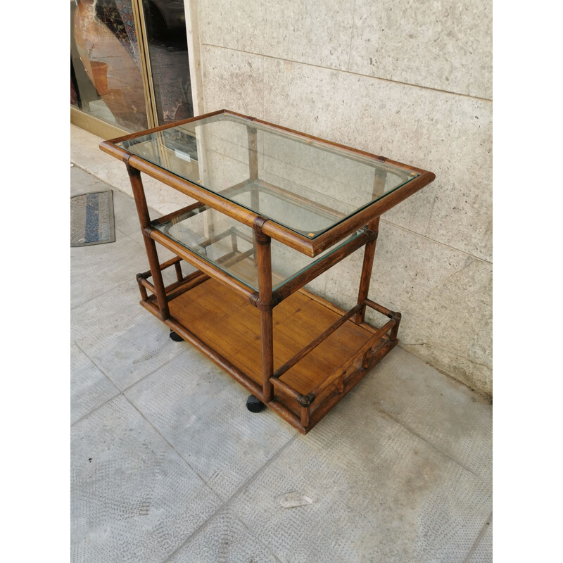 Bamboo vintage bar cart, 1960s