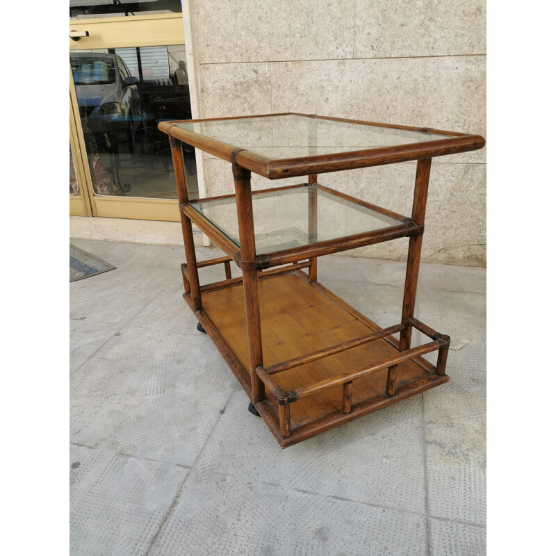 Bamboo vintage bar cart, 1960s