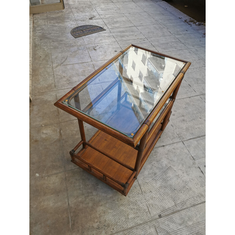 Bamboo vintage bar cart, 1960s