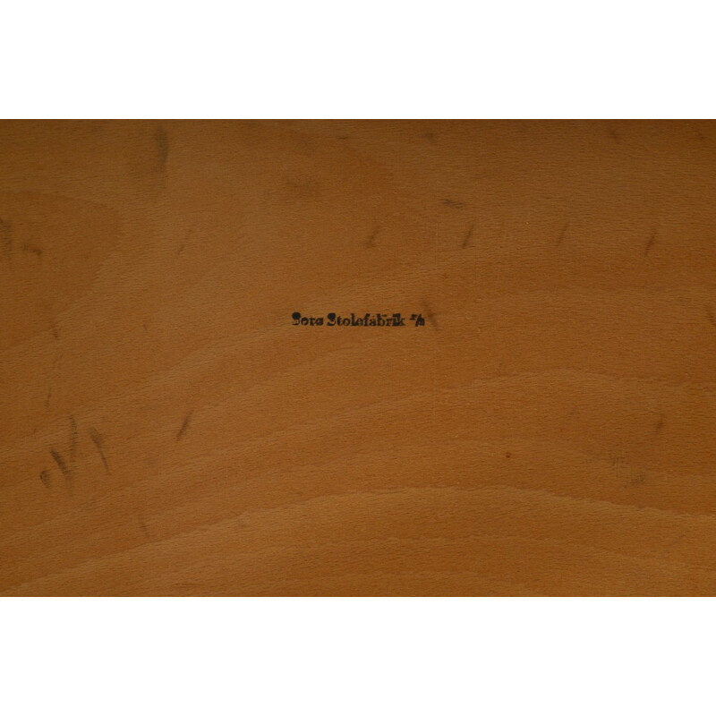 Fauteuil de bureau scandinave en chêne et tissu brun - 1960