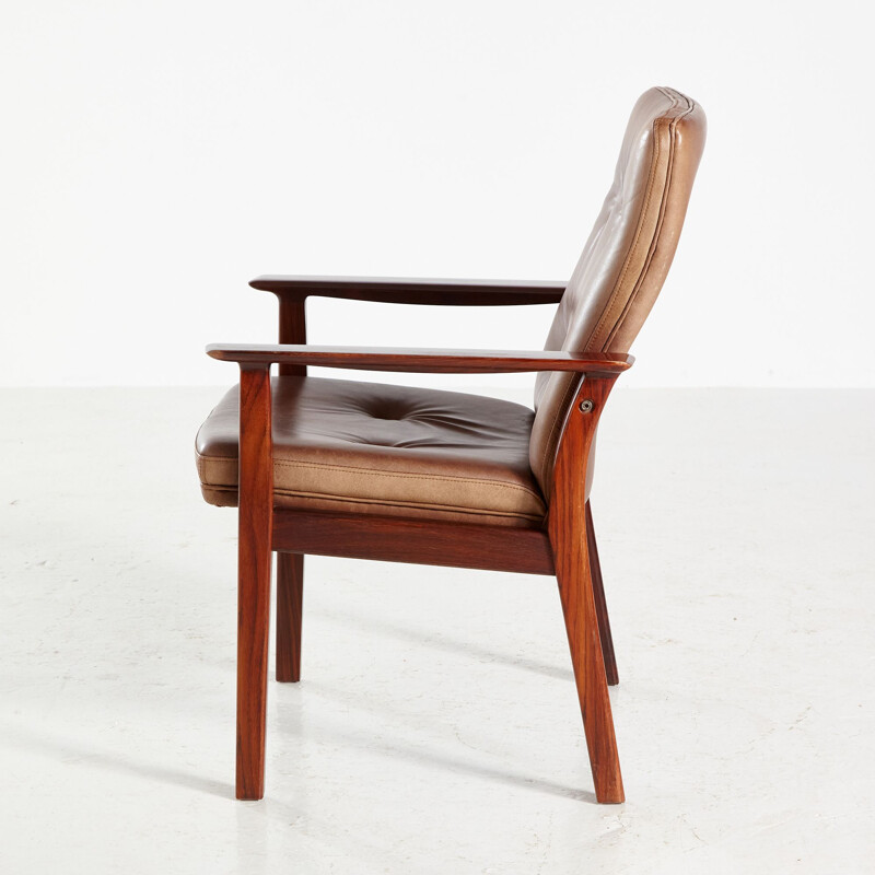 Set of 5 vintage rosewood and leather armchairs by Arne Vodder for Sibast, 1960s