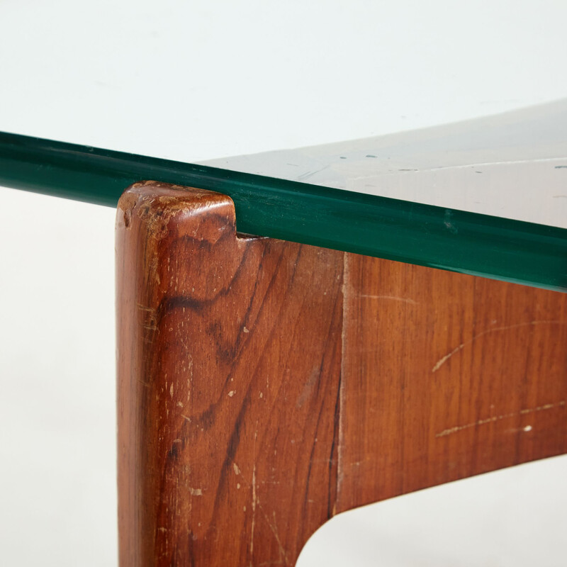 Table basse vintage en palissandre et verre par Sven Ellekaer pour Christian Linneberg Mobelfabrik