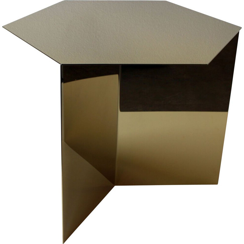 Vintage geometric side table in gilded brass for Hay