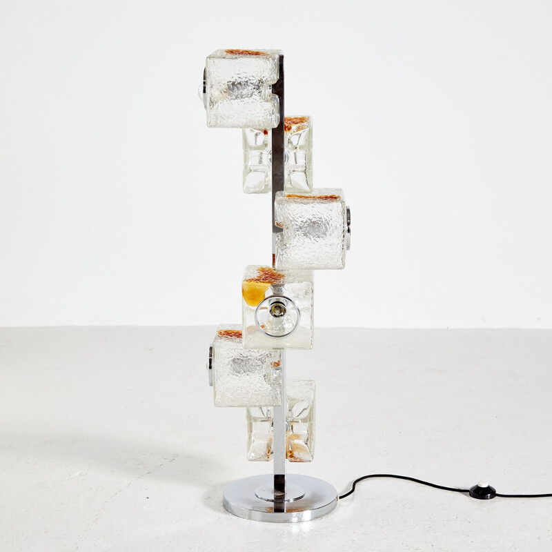 Vintage cube floor lamp in Murano glass by Toni Zuccheri for VeArt, Italy 1970s