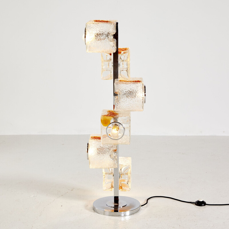 Vintage cube floor lamp in Murano glass by Toni Zuccheri for VeArt, Italy 1970s