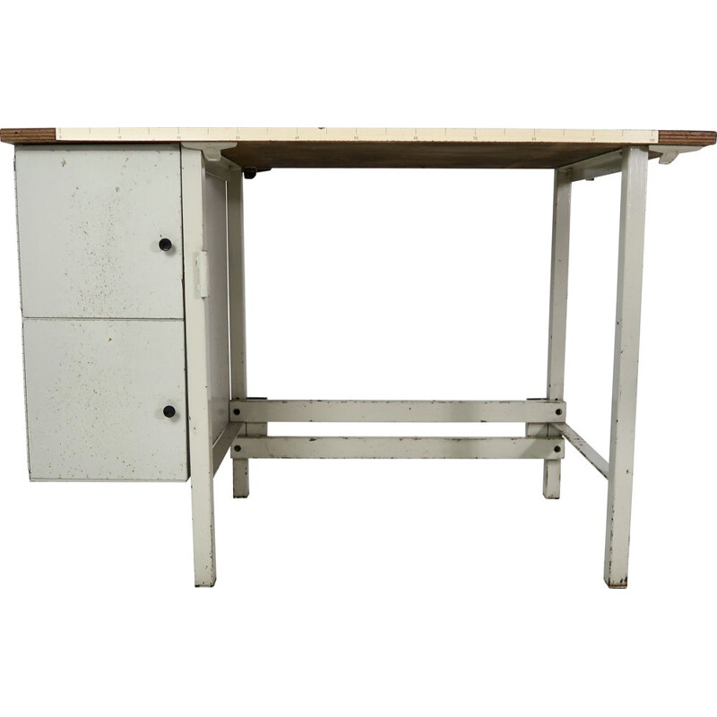 Mid century white metal desk, 1950s