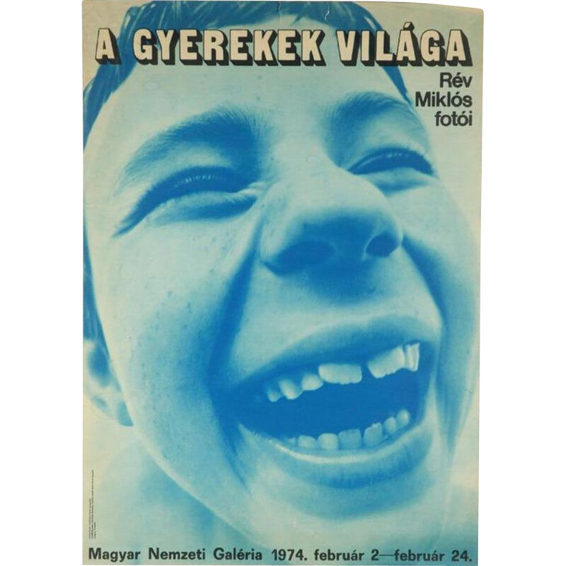 Affiche vintage de la galerie nationale hongroise "Le monde des enfants"