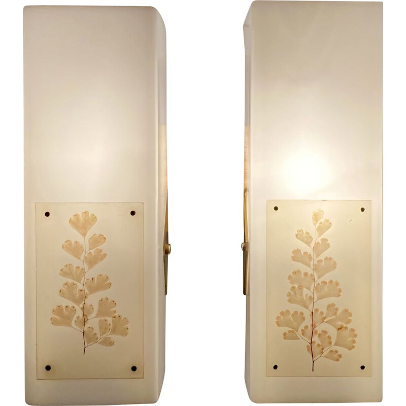 Pair of vintage Scandinavian design wall lamps, 1950s