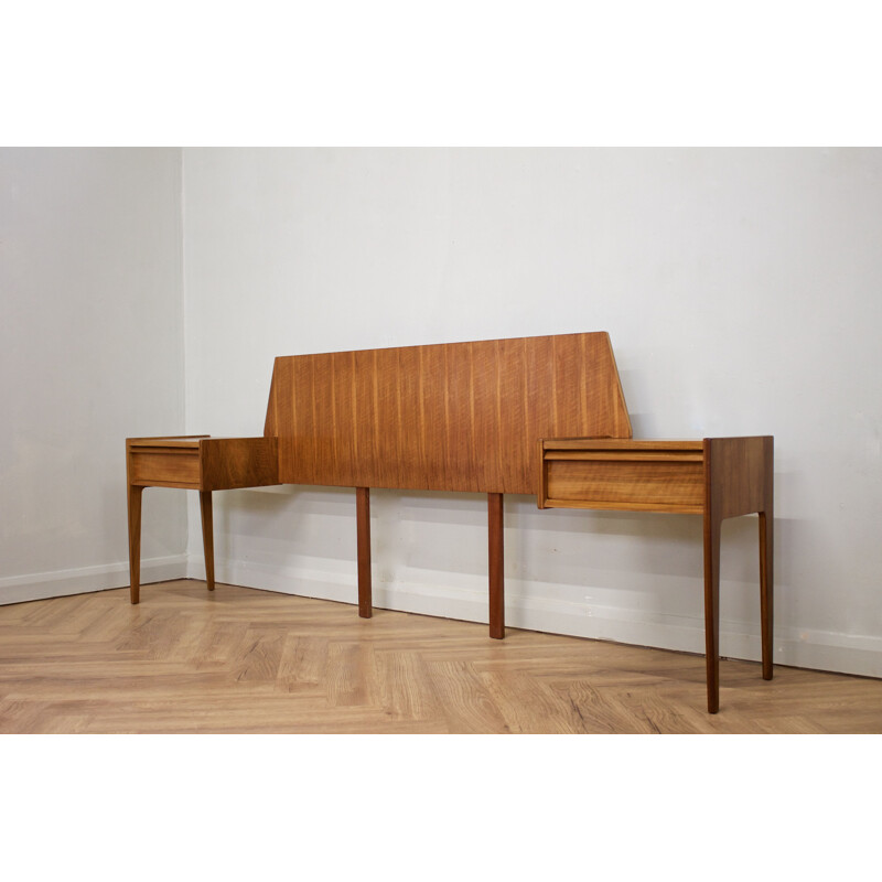 Mid-century teak headboard & night stands from Austinsuite, UK