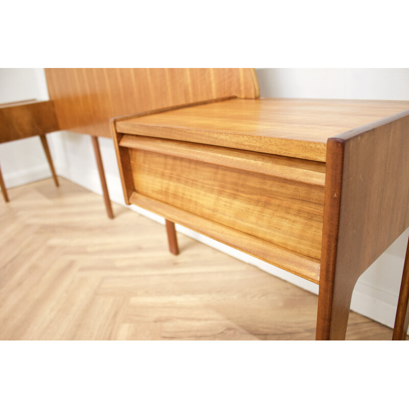 Mid-century teak headboard & night stands from Austinsuite, UK