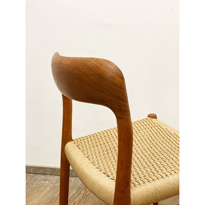 Pair of mid century model 75 teak dining chairs by Niels O. Møller for J.L. Moller, Denmark, 1950s