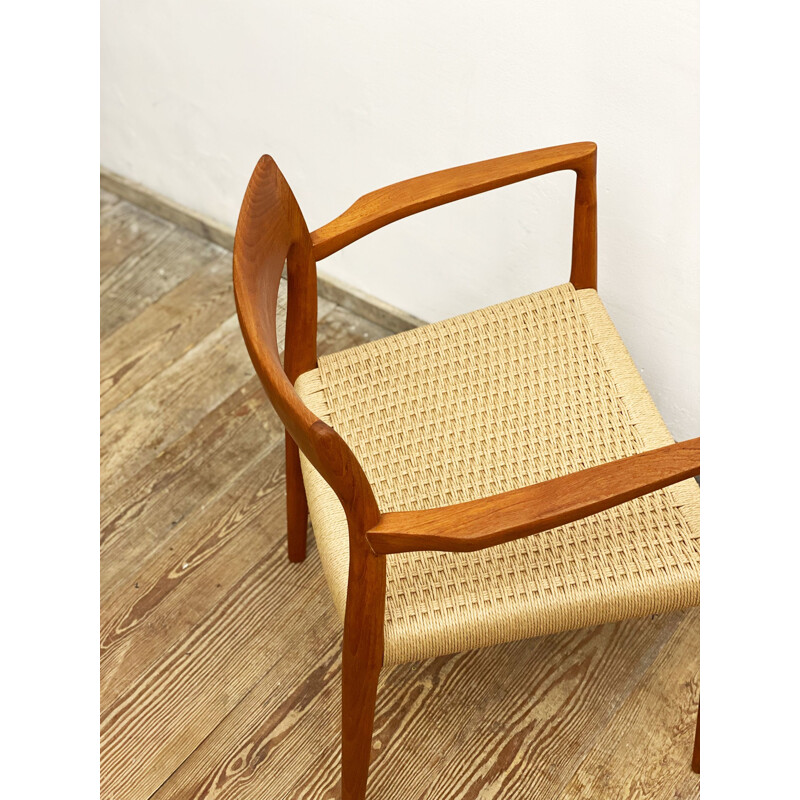 Mid century model 57 teak dining armrest chair by Niels O. Møller for J.L. Moller, Denmark 1950s