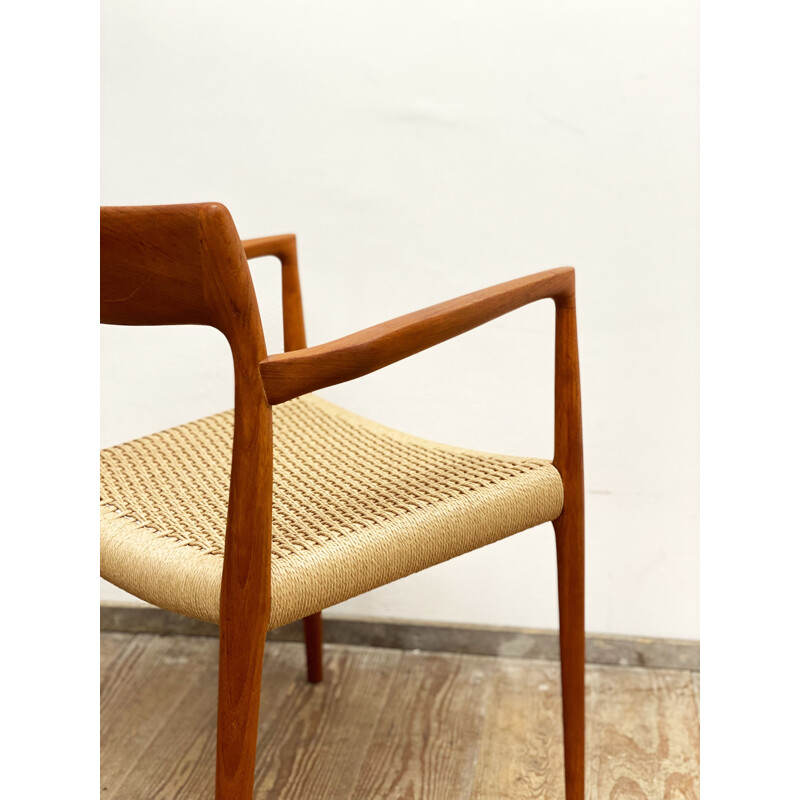 Mid century model 57 teak dining armrest chair by Niels O. Møller for J.L. Moller, Denmark 1950s