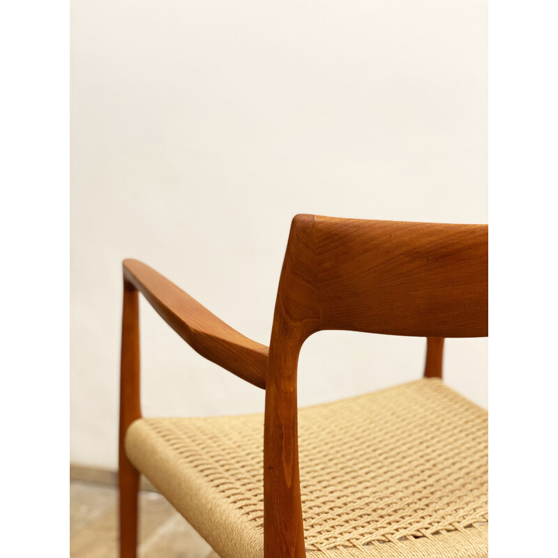Mid century model 57 teak dining armrest chair by Niels O. Møller for J.L. Moller, Denmark 1950s