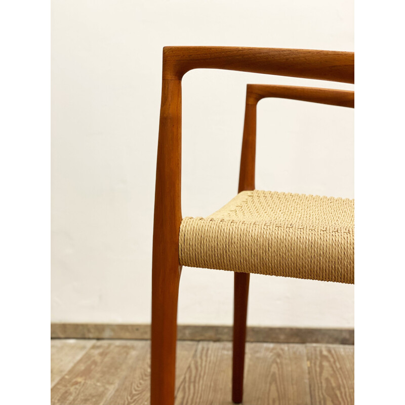 Mid century model 57 teak dining armrest chair by Niels O. Møller for J.L. Moller, Denmark 1950s