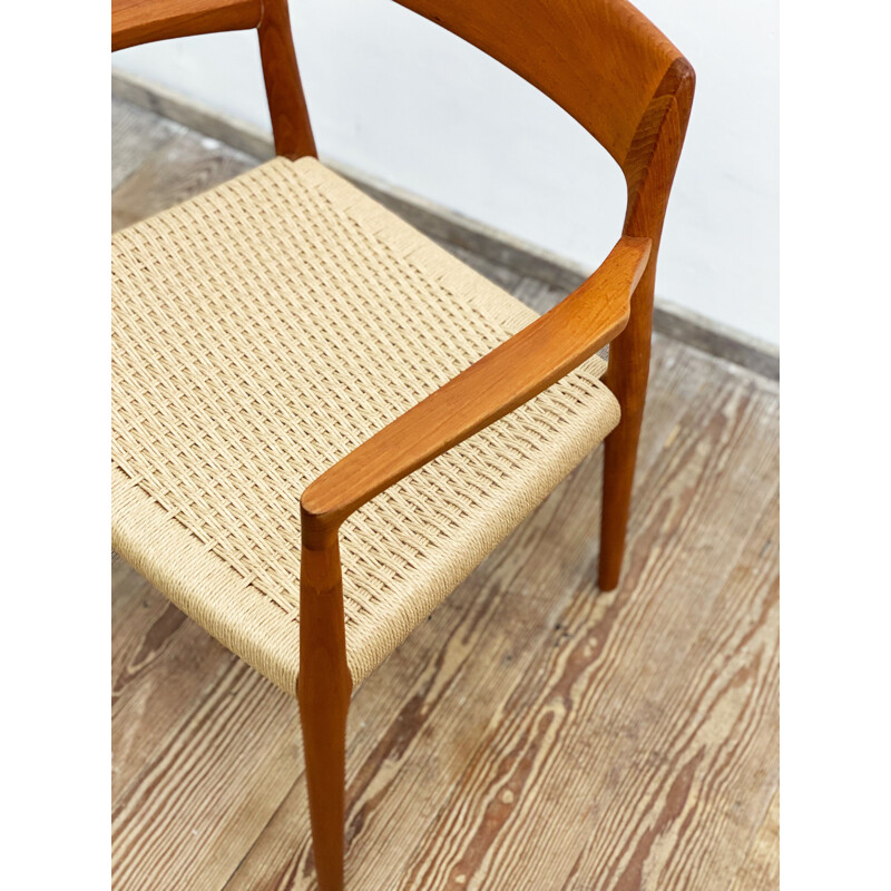 Mid century model 57 teak dining armrest chair by Niels O. Møller for J.L. Moller, Denmark 1950s