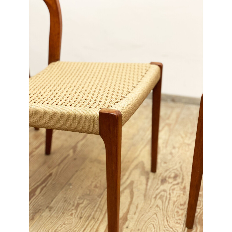 Set of 6 Danish vintage teak model 71 dining chairs by Niels O. Møller for J.L. Moller, 1950s